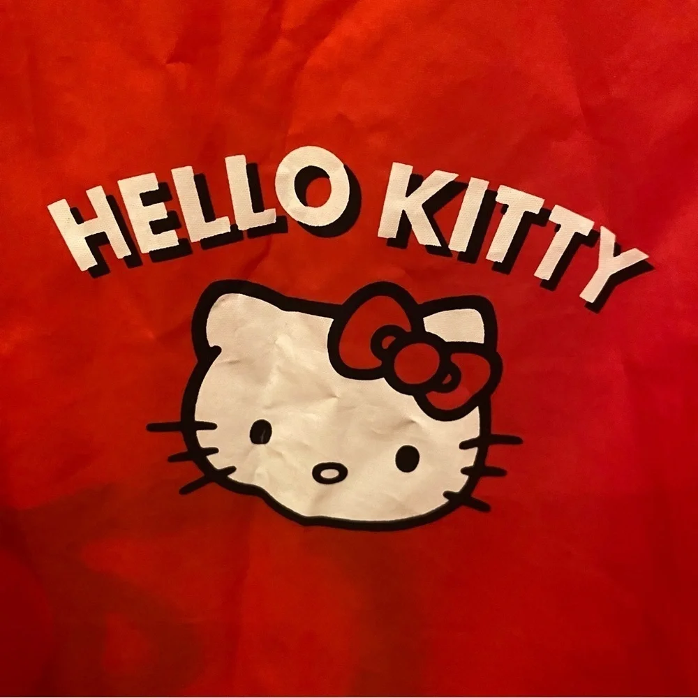 Vintage Hello Kitty Red Girls Kids 2005 Hooded Raincoat Size 120cm (8-10Yrs)